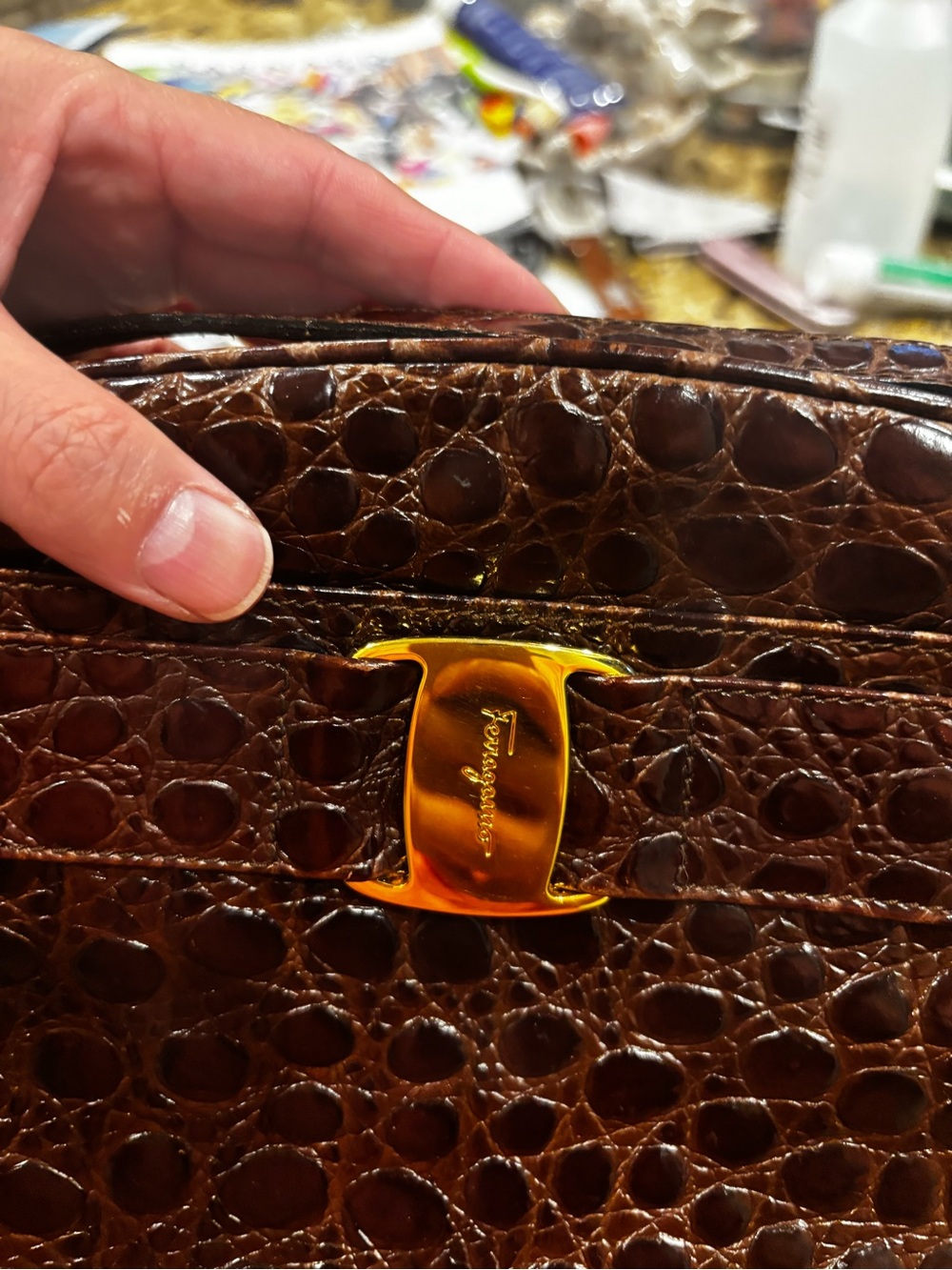 Salvatore Ferragamo crossbody croc leather - Picture 6 of 15
